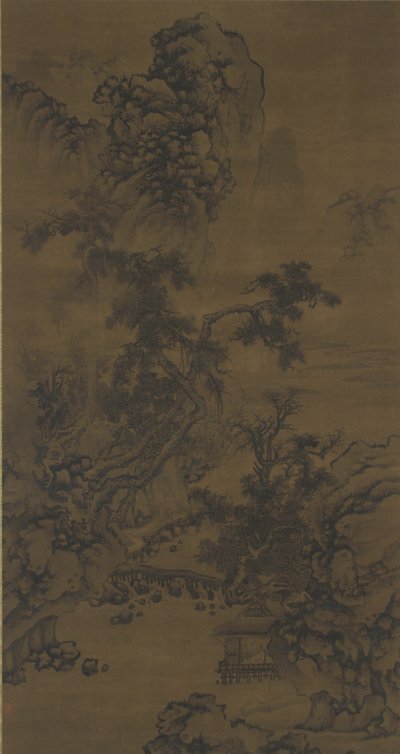 Poslech Pines v pavilonu Riverside od Ming Dynasty Chinese School