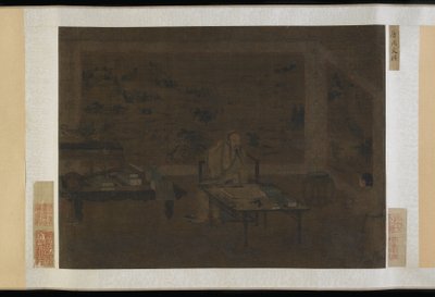 Muž si čistí ucho od Ming Dynasty Chinese School