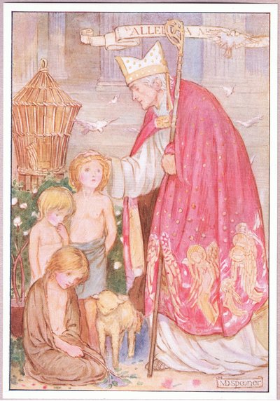 "Angles jim říkáš," řekl. "Spíše ne andělé". Svatý Augustin (barva lito) od Minnie Didbin Spooner