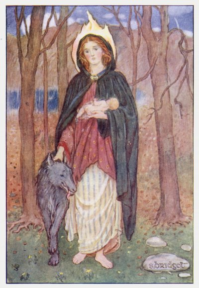 Saint Bridget (barevné lito) od Minnie Didbin Spooner