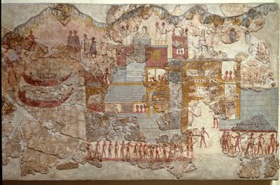 Minojské umění: „lodě“ Freska z Akrotiri na Santorini. 16. století před naším letopočtem. Athény, Národní archeologické muzeum od Minoan