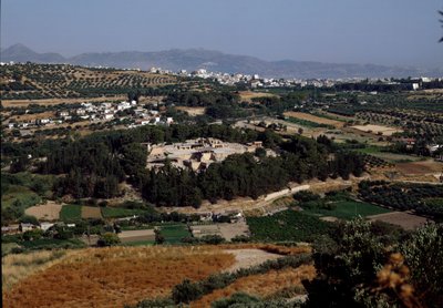 Minojské umění: pohled na celý palác krále Minose v Cnossos (Knossos). 1600-1400 před naším letopočtem. Kréta od Minoan