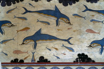 Megaron of Queen zdobený delfíními freskami, Palác Knossos, Kréta, Řecko, minojská civilizace od Minoan