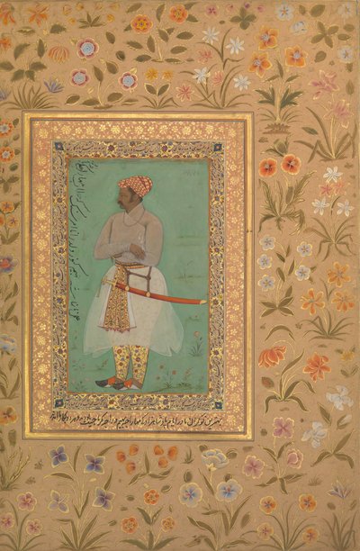 Portrét Mahárádže Bhima Kanwara, Folio z alba Shah Jahan, verso: ca. 1615-29 od Mir 