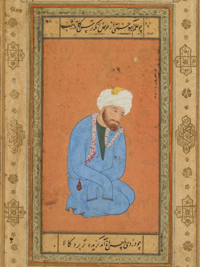 Portrét klečícího svatého muže, z alba Prince Salim, c. 1556-60, hraniční k.ú. 1602. od Mir Sayyid Ali