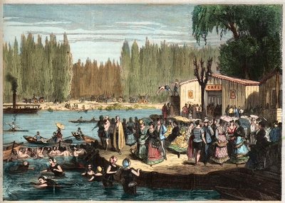 Koupání v La Grenouillere, kousek od Paříže - La Grenouillere v Croissy-sur-Seine v roce 1869 - po Mirandě od Miranda Miranda