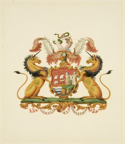Arms of the City of Bristol, cca 1830 (tužka a akvarelový papír) od Miss (attr.to) Braikenridge
