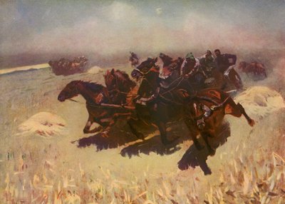 Tachanka (barevná litografie) od Mitrofan Borisovic Grekov