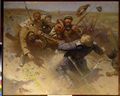 Protiútok u Caricyn v roce 1919 - Protiútok u Caricyn v roce 1919 - Obraz Mitrofan Borisovič Grekov (1882-1934), olej na plátně od Mitrofan Borisovic Grekov