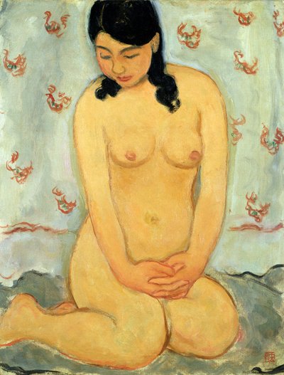 Sedící akt (olej na plátně) od Mitsutani Kunishiro