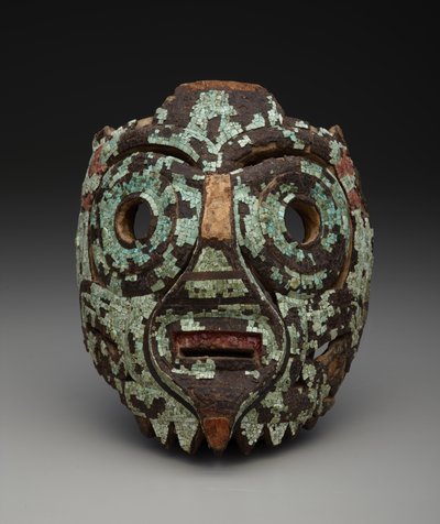 Maska, možná Tlaloc, kolem 1350-1521 (dřevo, tyrkys, skořápka, lignit a pryskyřice) od Mixtec Mixtec
