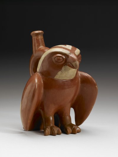 Jestřábí nádoba, 200-450 n. l. (hliněné nádobí se skluzem) od Moche Moche