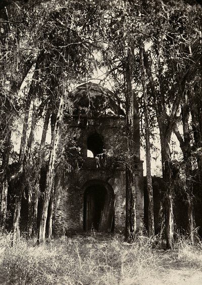 „Budování říše“ ve fašistickém věku: vchod do rekreačního domu krále Fasila, 09.05.1936 (černobílá fotografie) od Modestino Baldinetti