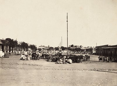 „Budování říše“ ve fašistickém věku: starověké tržní náměstí Asmara, 09.05.1936 (černobílá fotografie) od Modestino Baldinetti