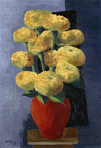 Žluté květiny v červené váze (Fleurs Jaunes dans un Vase Rouge) od Moise Kisling