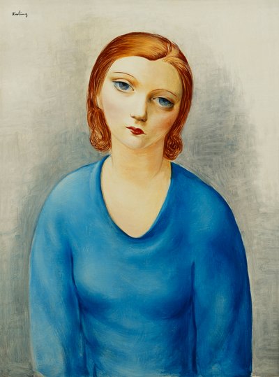Mladá žena v modré halence; Jeune Femme au Corsage Bleu, cca 1925 (olej na plátně) od Moise Kisling