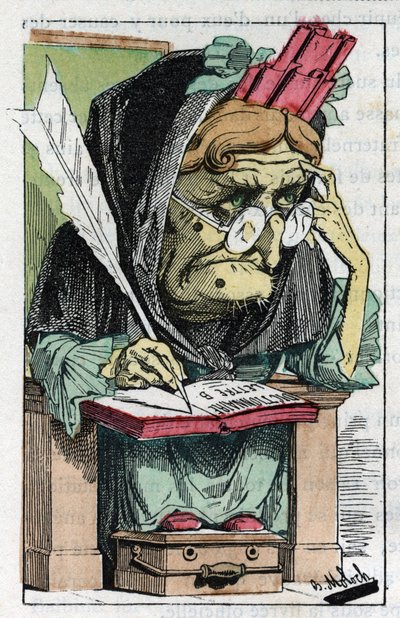 Alegorie Francouzské akademie v „“Le Trombinoskop““ od Touchatout, karikatura B. Molocha z roku 1882 (1849-1909). Soukromá sbírka. od Moloch