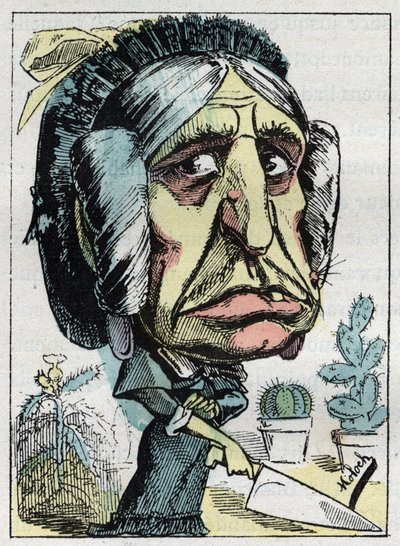 Alegorie "" nevlastní matky "" (Belle mere) v "" Le Trombinoscope"" od Touchatout, karikatura B. Molocha z roku 1882 (1849-1909). Soukromá sbírka. od Moloch