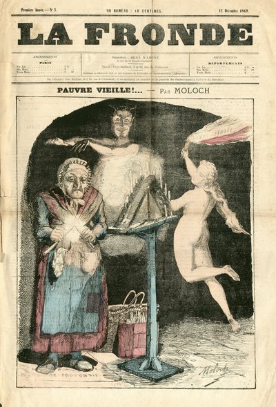 Obálka „La Fronde (1869-1870)“, číslo 7, satirická barva od Moloch