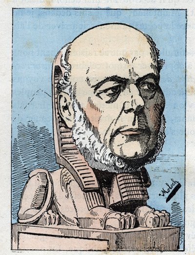 Portrét Julese Grevyho (1807-1891), prezidenta Francouzské republiky v „“Le Trombinoskop“““ od Touchatout, karikatura B. Molocha z roku 1882 (1849-1909). Soukromá sbírka. od Moloch