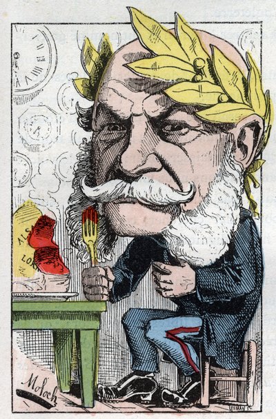 Portrét Viléma I. (1797-1888), pruského krále a německého císaře v „Trombinoskopu““ od Touchatout, karikatura B. Molocha z roku 1882 (1849-1909). Soukromá sbírka. od Moloch