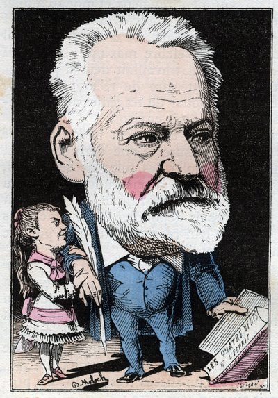 Portrét francouzského spisovatele Victora Huga (1802-1885) v „“Le Trombinoscope““ od Touchatout, karikatura B. Molocha z roku 1882 (1849-1909). Soukromá sbírka. od Moloch