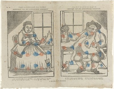 Trijn Antijddorst, Geb: Láska ke kávě. / Vedoucí kávové sesterské společnosti. / Hans Altyddorst. / Ředitel společnosti pijáků piva (název na objektu) od Monogrammist B (prentmaker)