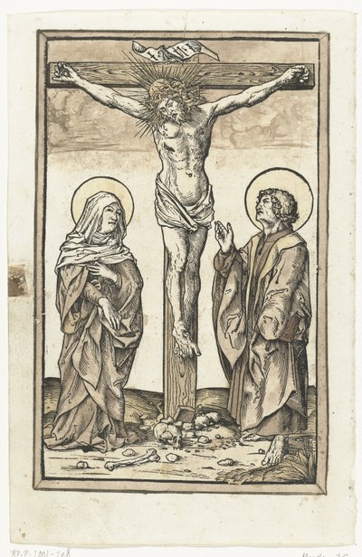Kristus na kříži s Marií a Janem od Monogrammist DS (graveur) (attributed to)