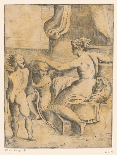 Venuše se dvěma putti od Monogrammist FP (Italië; 16e eeuw)
