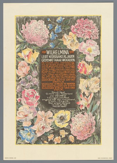 Wilhelmina vede Nizozemí XL roky od Monogrammist JB (20e eeuw)