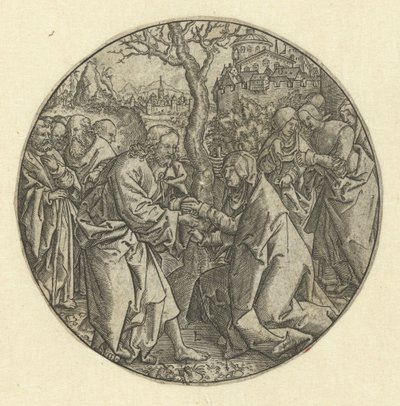 Kristus se loučí s Marií od Monogrammist L (graveur, Nederland)