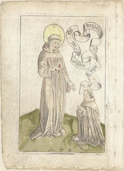 Svatý František s klečícím františkánem od Monogrammist MB (Nederlanden)