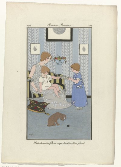 Journal des Dames et des Modes, Costumes Parisiens, 1914, č. 137: Šaty holčičky (...) od Monogrammist MFN