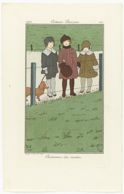 Journal des Dames et des Modes, Pařížské kostýmy, 1914, č. 147: Ranní kostýmy od Monogrammist MFN