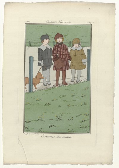 Journal des Dames et des Modes, Pařížské kostýmy, 1914, č. 147: Ranní kostýmy od Monogrammist MFN