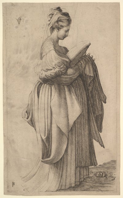 Ženská postava držící polštář, 1643. od Monogrammist VCP