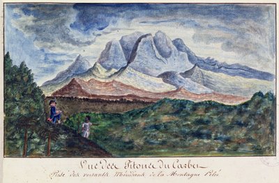 Pohled na Pitons du Carbet z Mount Pelee, Martinik, cca 1815 (akvarel na papíře) od Moreau de Jones