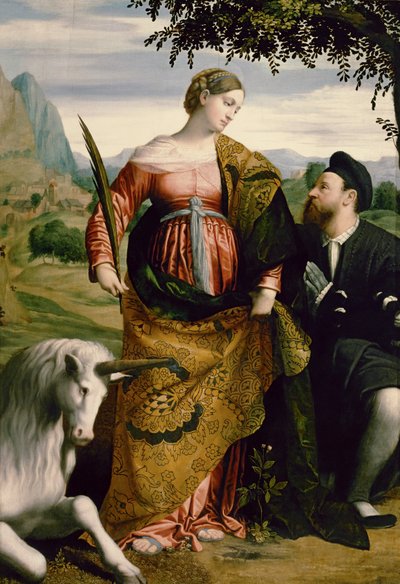 Svatá Justina, uctívaná patronkou od Moretto da Brescia