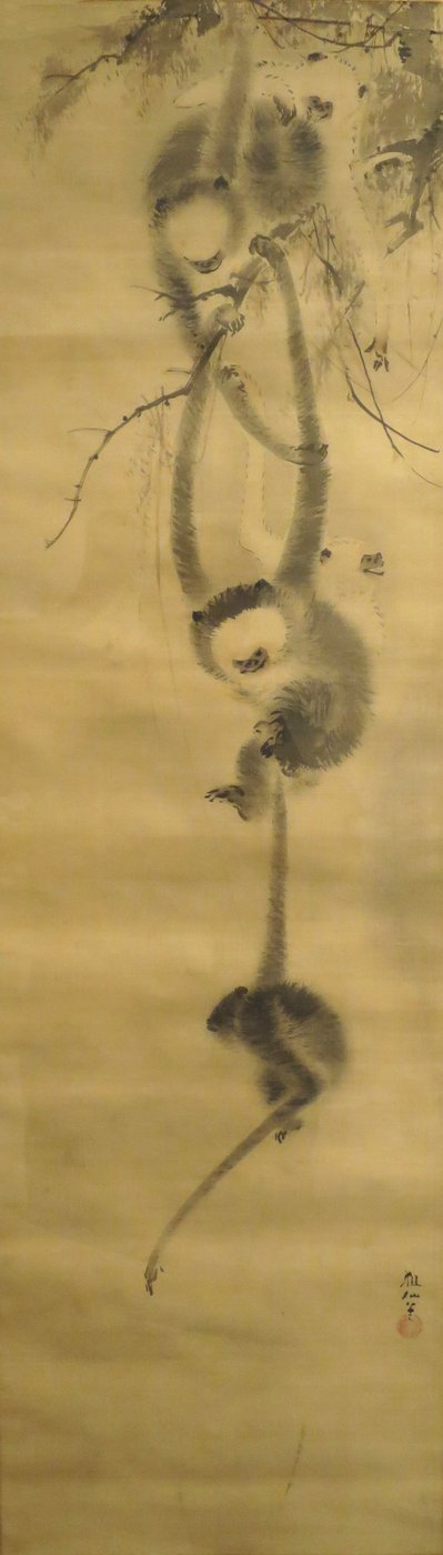 "Pět opic", připsáno Mori Sosenovi, počátek 19. století, Honolulu Museum of Art, 4916.1 od Mori Sosen