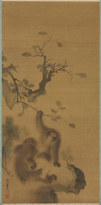 Opice na skalní římse, 1615-1868. od Mori Sosen