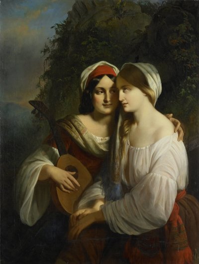 Dvě ženy v italském kroji od Moritz Calisch (signed by artist)