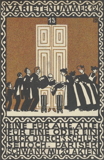 Variety Act 12: Jeden za všechny, všichni za jednoho aneb letmý pohled klíčovou dírkou Varietenummer 1..., 1907. od Moritz Jung