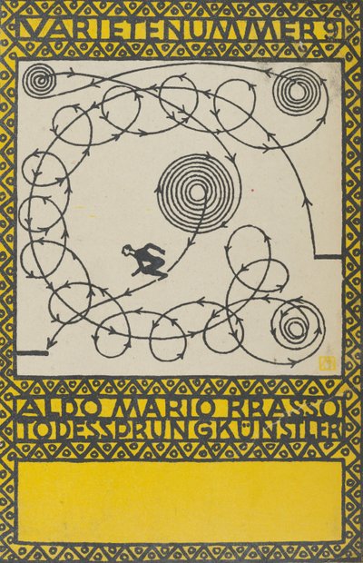 Variety Act 9: Aldo Mario Brasso, Leap of Death Artist Varietenummer 9: Aldo Mario Bras..., 1907. od Moritz Jung