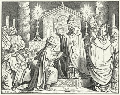 Korunovace Karla Velikého císařem Svaté říše římské, 800 (rytina) od Moritz Ludwig von Schwind