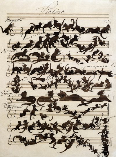 Symfonie kočky (Die Katzensymphony) kresba Moritze von Schwinda z roku 1868. Staatliche Kunsthalle Karlsruhe. od Moritz Ludwig von Schwind