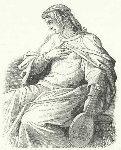 Wolfram von Eschenbach, německý rytíř a básník (rytina) od Moritz Ludwig von Schwind