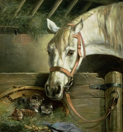 Kůň a koťata, 1890 od Moritz Muller