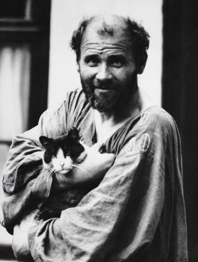 Gustav Klimt s kočkou, 1911. od Moritz Nähr