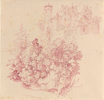 Opevněný hrad na vysokém útesu od Moritz Ludwig von Schwind