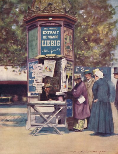 Novinový stánek, Paříž, 1903 od Mortimer L Menpes